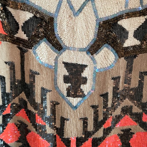 All Saints Spitalfields Sequin Aztec Dress | Size UK 12 / US 8 - Picture 2 of 8